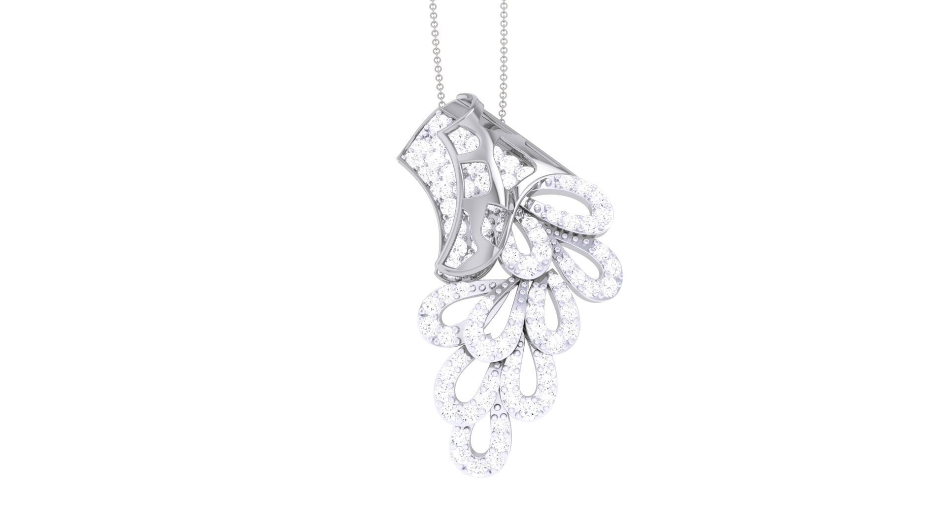 High Jewelry Pendant Necklace 3dm stl 3mf obj glb render details 3D print model_7