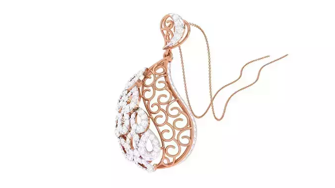 High Jewelry Pendant Necklace 3dm stl 3mf obj glb render details