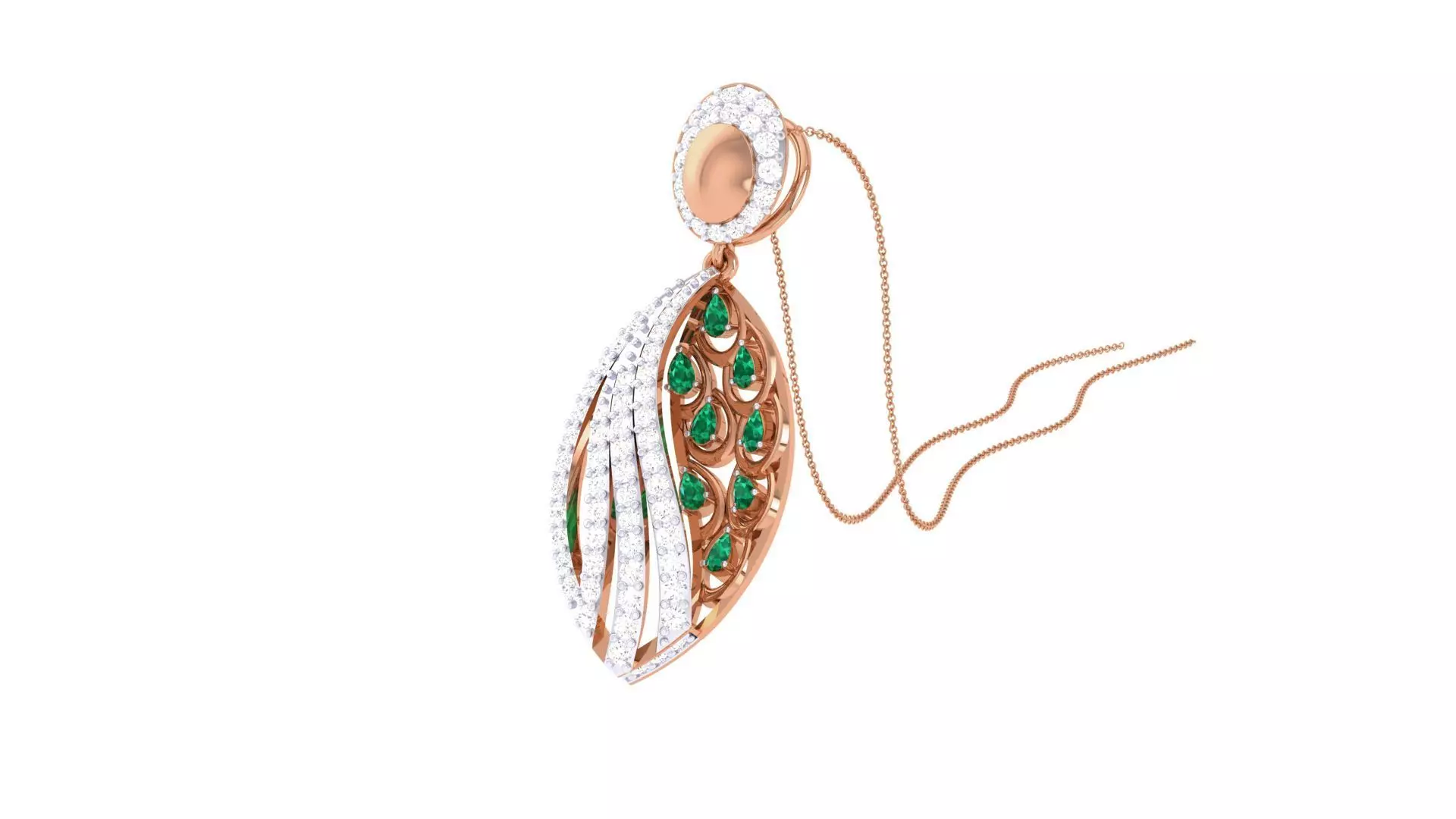 High Jewelry Pendant Necklace 3dm stl 3mf obj glb render details 3D print model_0