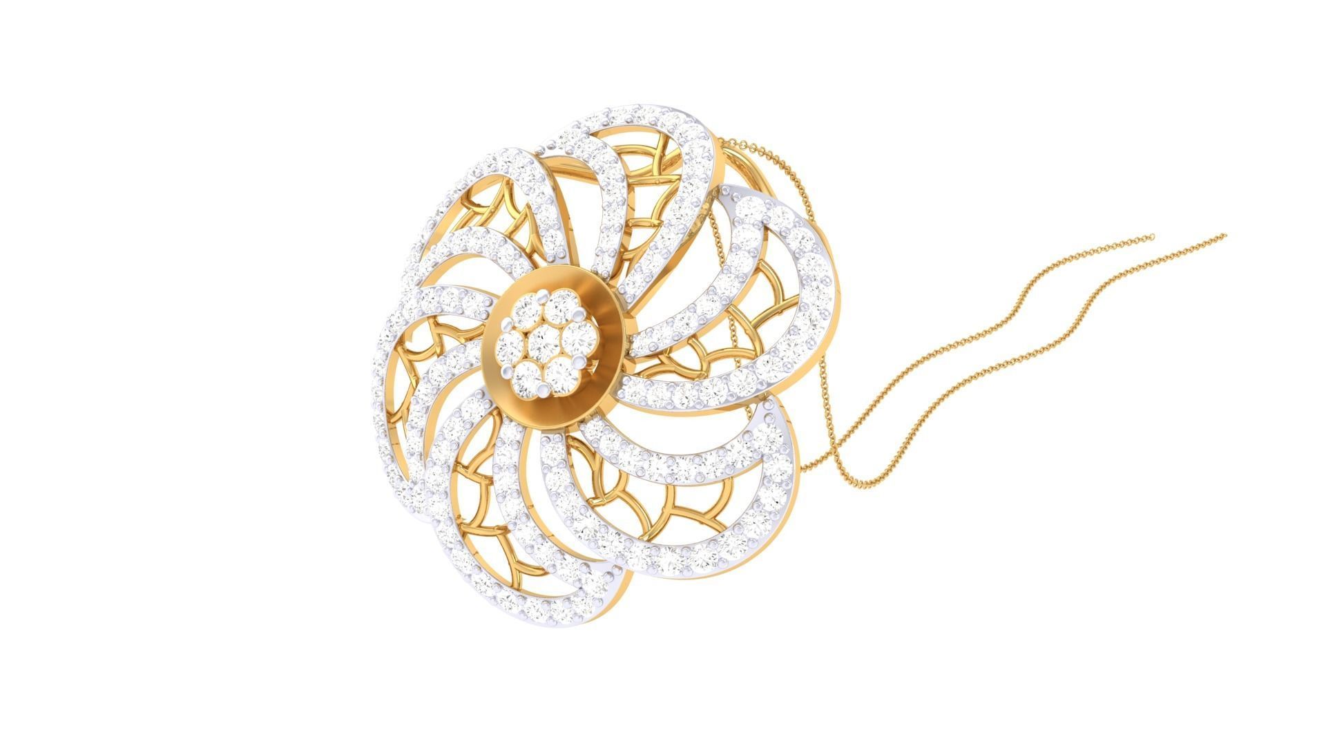 Flower High Jewelry Pendant Necklace 3dm stl 3mf obj glb render 3D print model_2