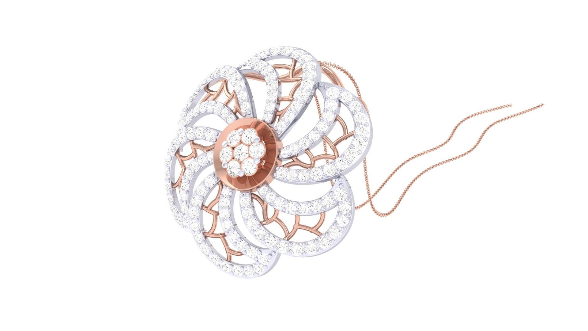 Flower High Jewelry Pendant Necklace 3dm stl 3mf obj glb render 3D print model_1