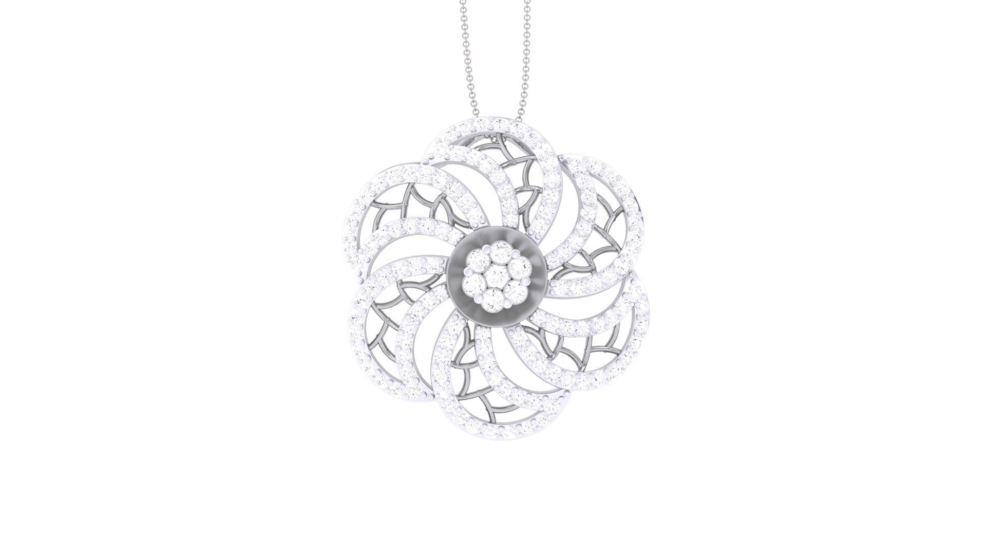 Flower High Jewelry Pendant Necklace 3dm stl 3mf obj glb render 3D print model_7