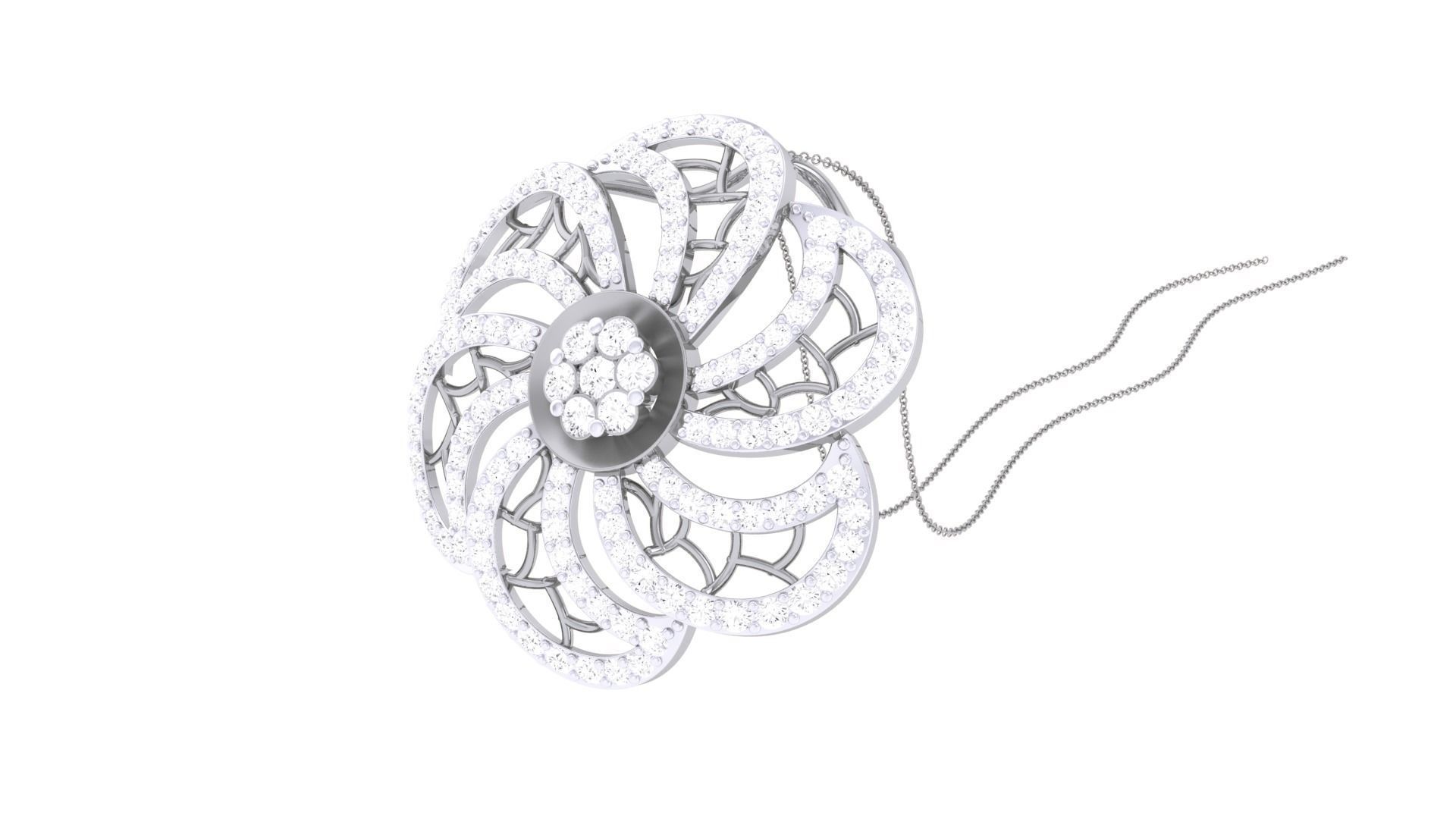 Flower High Jewelry Pendant Necklace 3dm stl 3mf obj glb render 3D print model_3