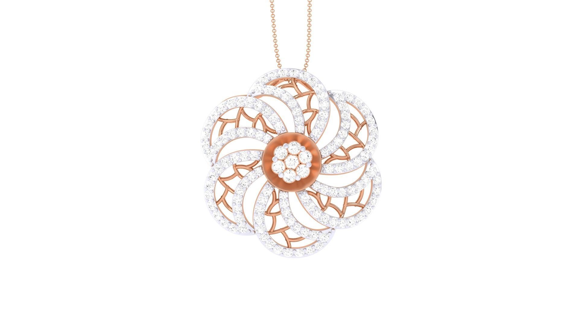 Flower High Jewelry Pendant Necklace 3dm stl 3mf obj glb render 3D print model_5
