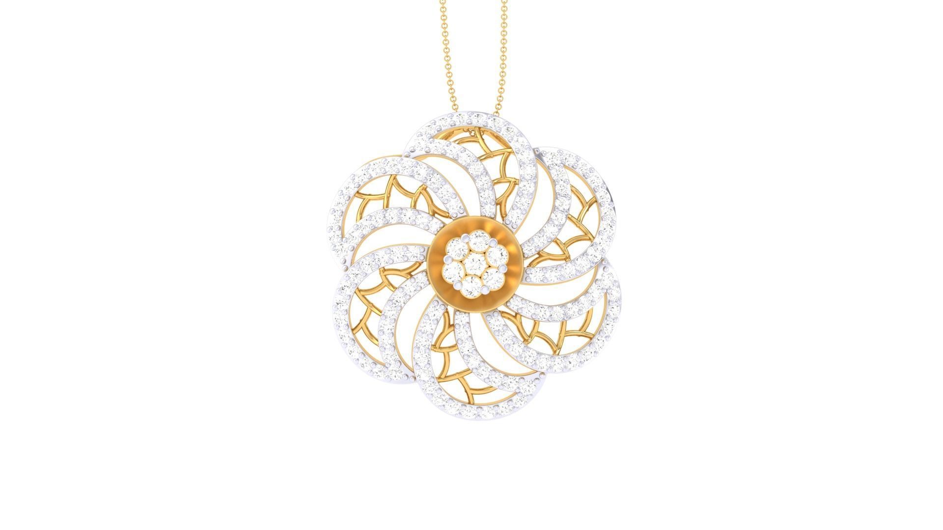 Flower High Jewelry Pendant Necklace 3dm stl 3mf obj glb render 3D print model_6