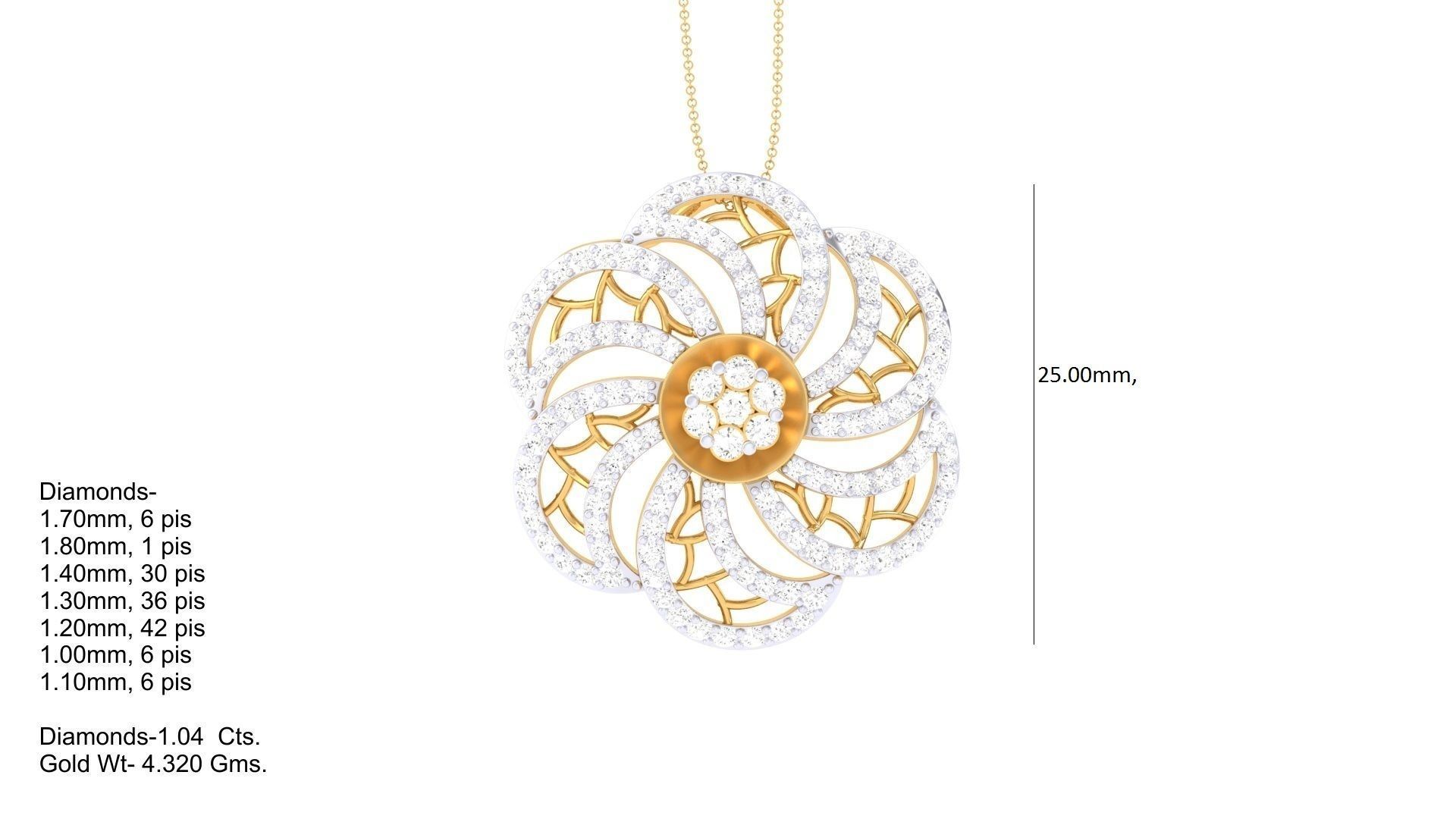 Flower High Jewelry Pendant Necklace 3dm stl 3mf obj glb render 3D print model_4