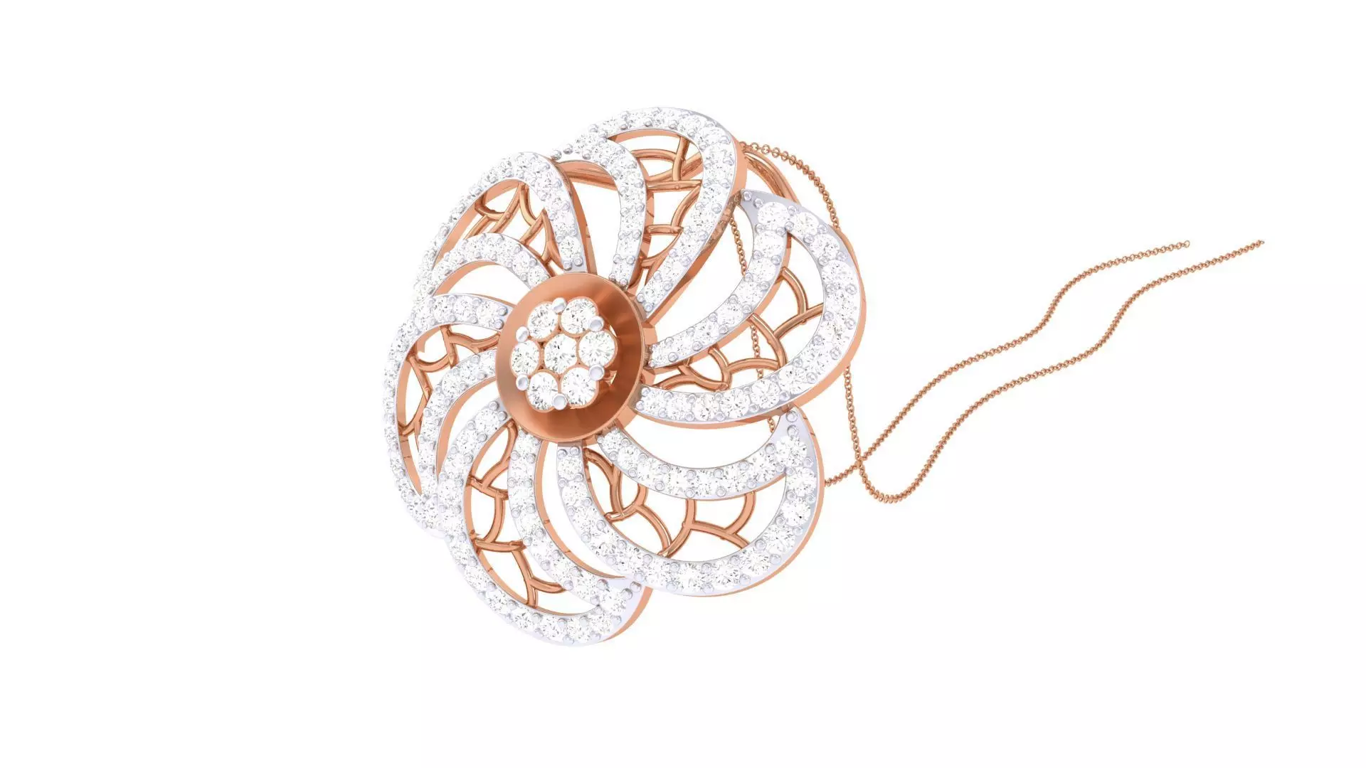 Flower High Jewelry Pendant Necklace 3dm stl 3mf obj glb render 3D print model_0