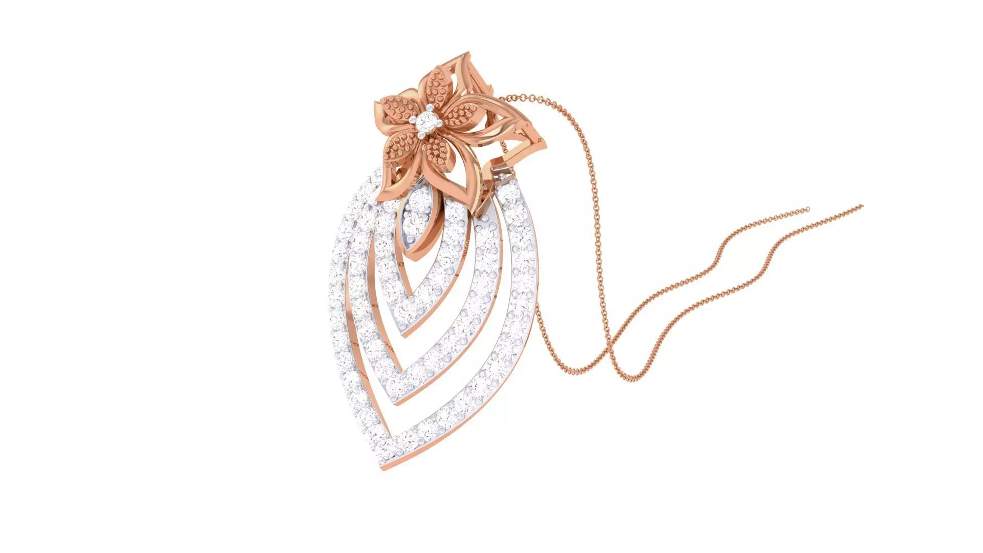 Flower High Jewelry Pendant Necklace 3dm stl 3mf obj glb render 3D print model_0