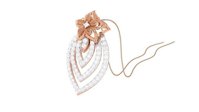 Flower High Jewelry Pendant Necklace 3dm stl 3mf obj glb render 3D print model