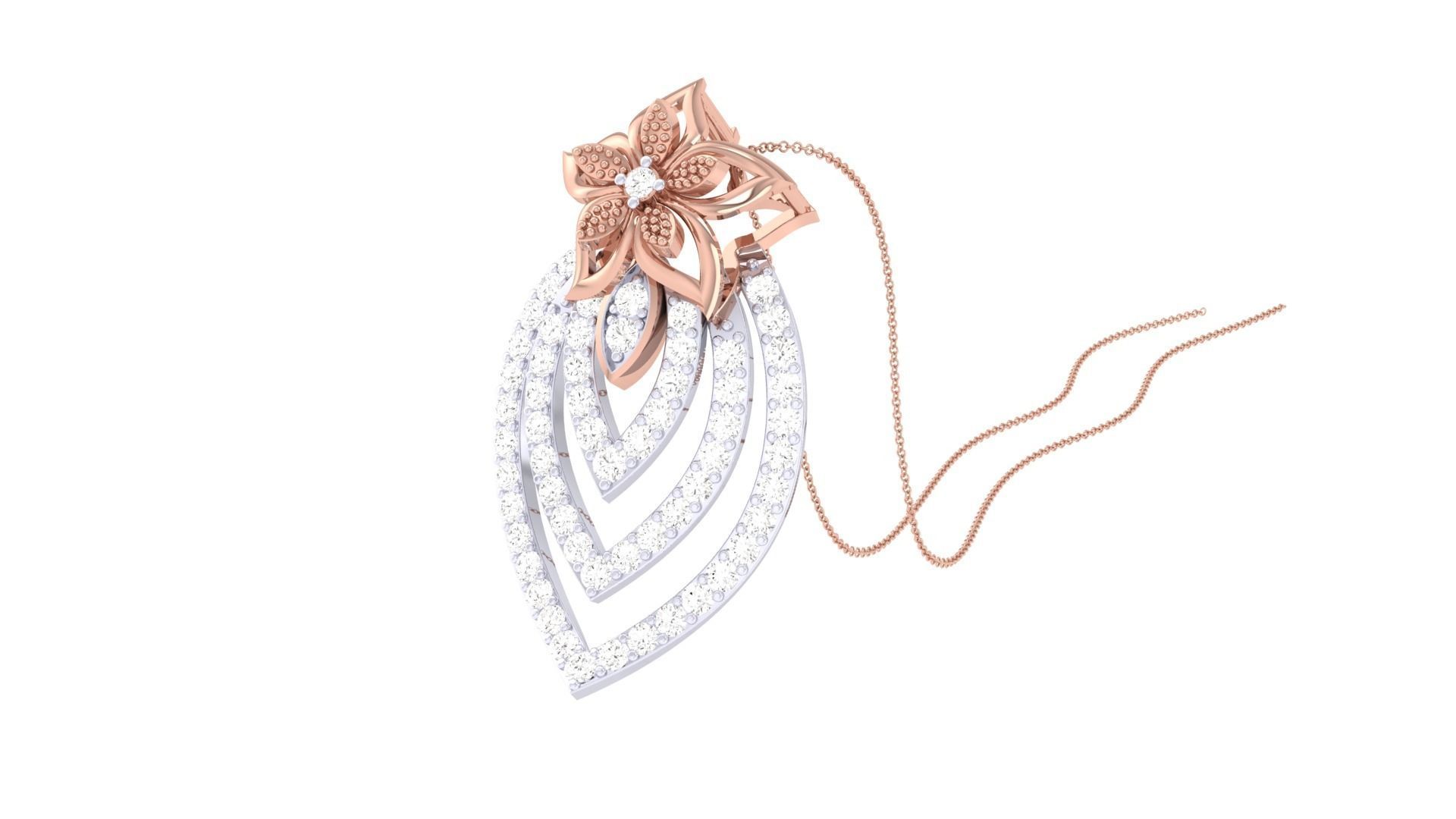 Flower High Jewelry Pendant Necklace 3dm stl 3mf obj glb render 3D print model_1