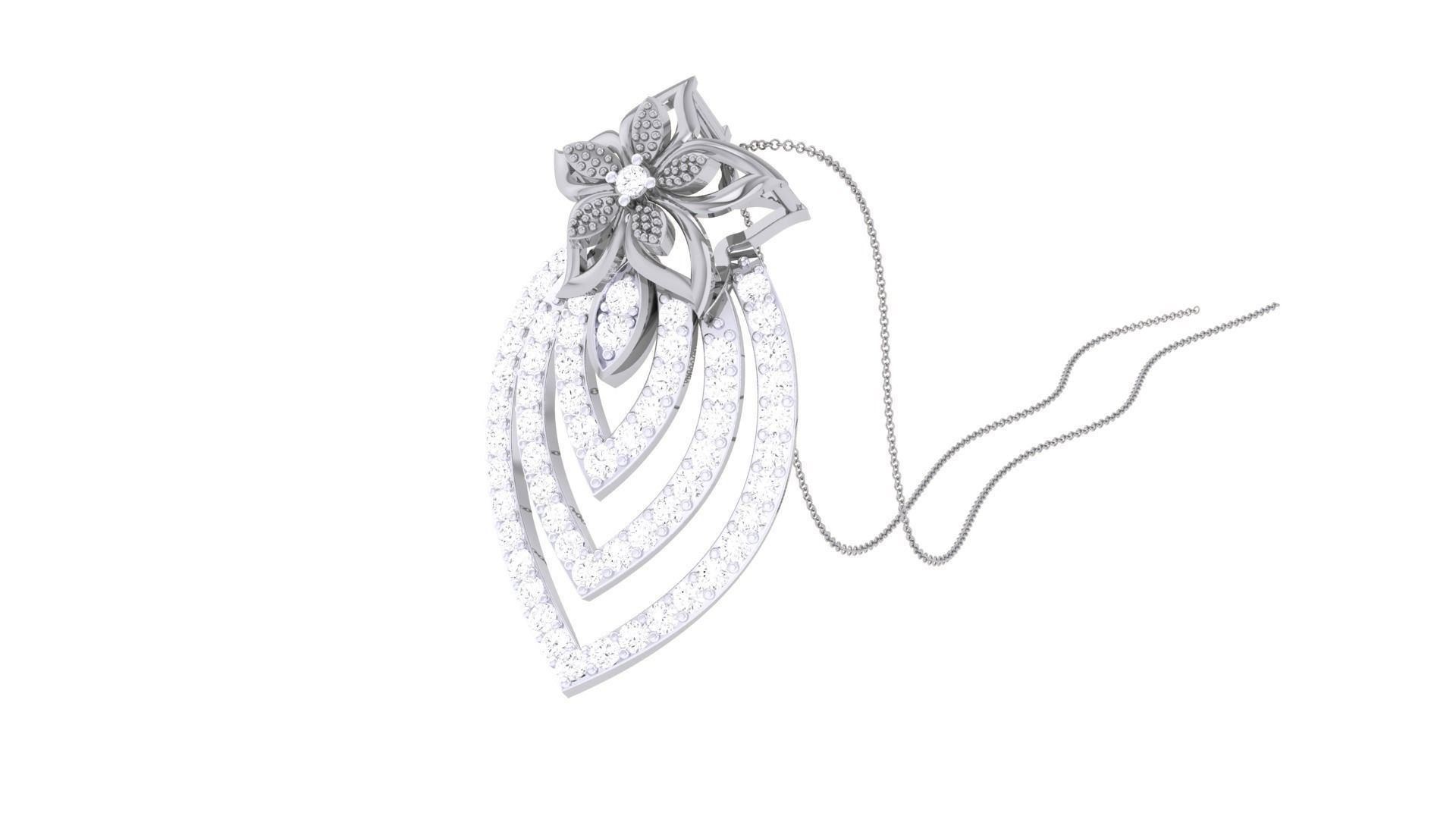 Flower High Jewelry Pendant Necklace 3dm stl 3mf obj glb render 3D print model_3