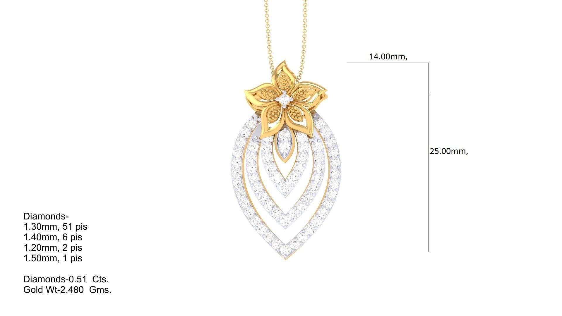 Flower High Jewelry Pendant Necklace 3dm stl 3mf obj glb render 3D print model_4