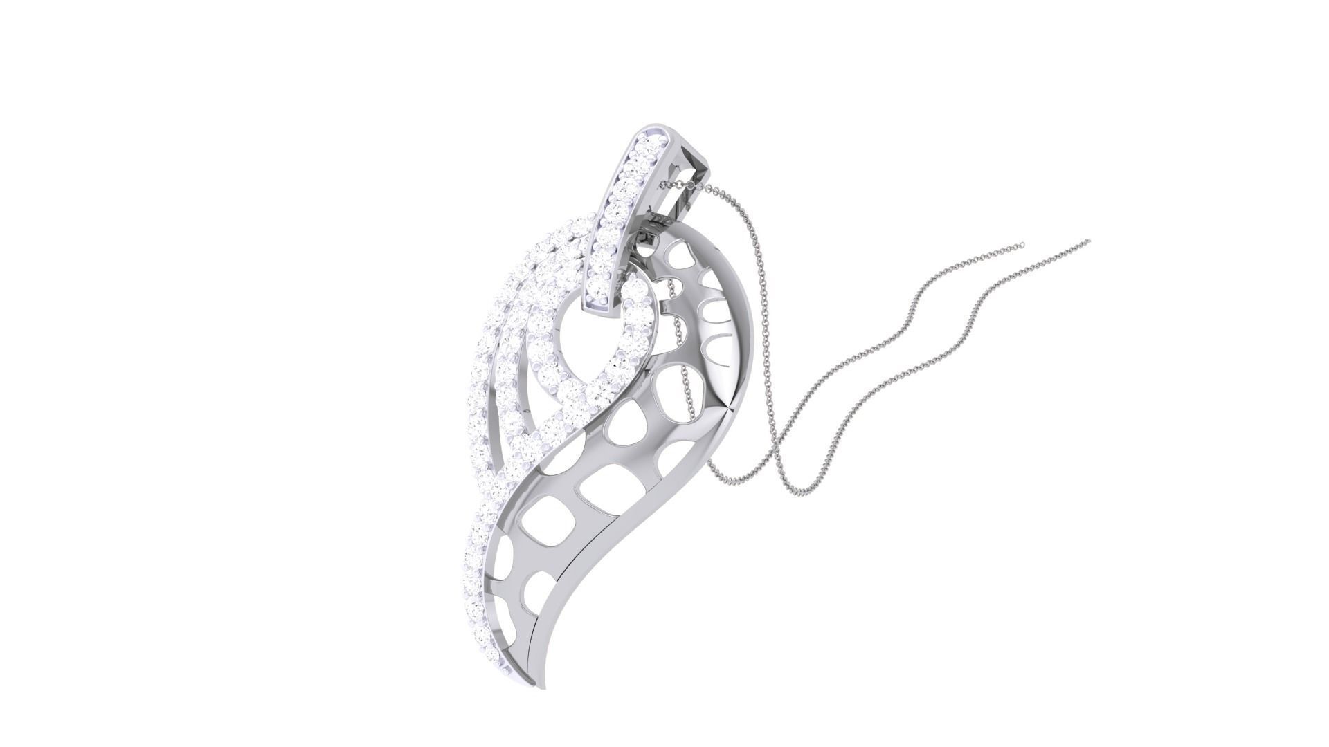 High Jewelry Pendant Necklace 3dm stl 3mf obj glb render details 3D print model_2