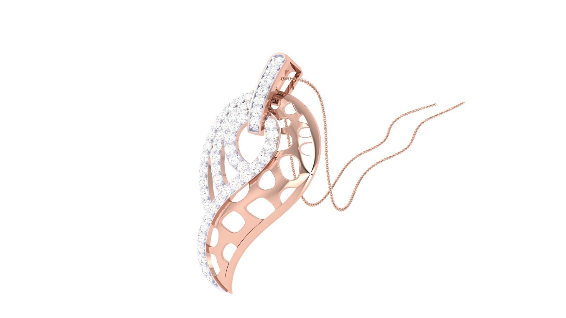 High Jewelry Pendant Necklace 3dm stl 3mf obj glb render details 3D print model_1