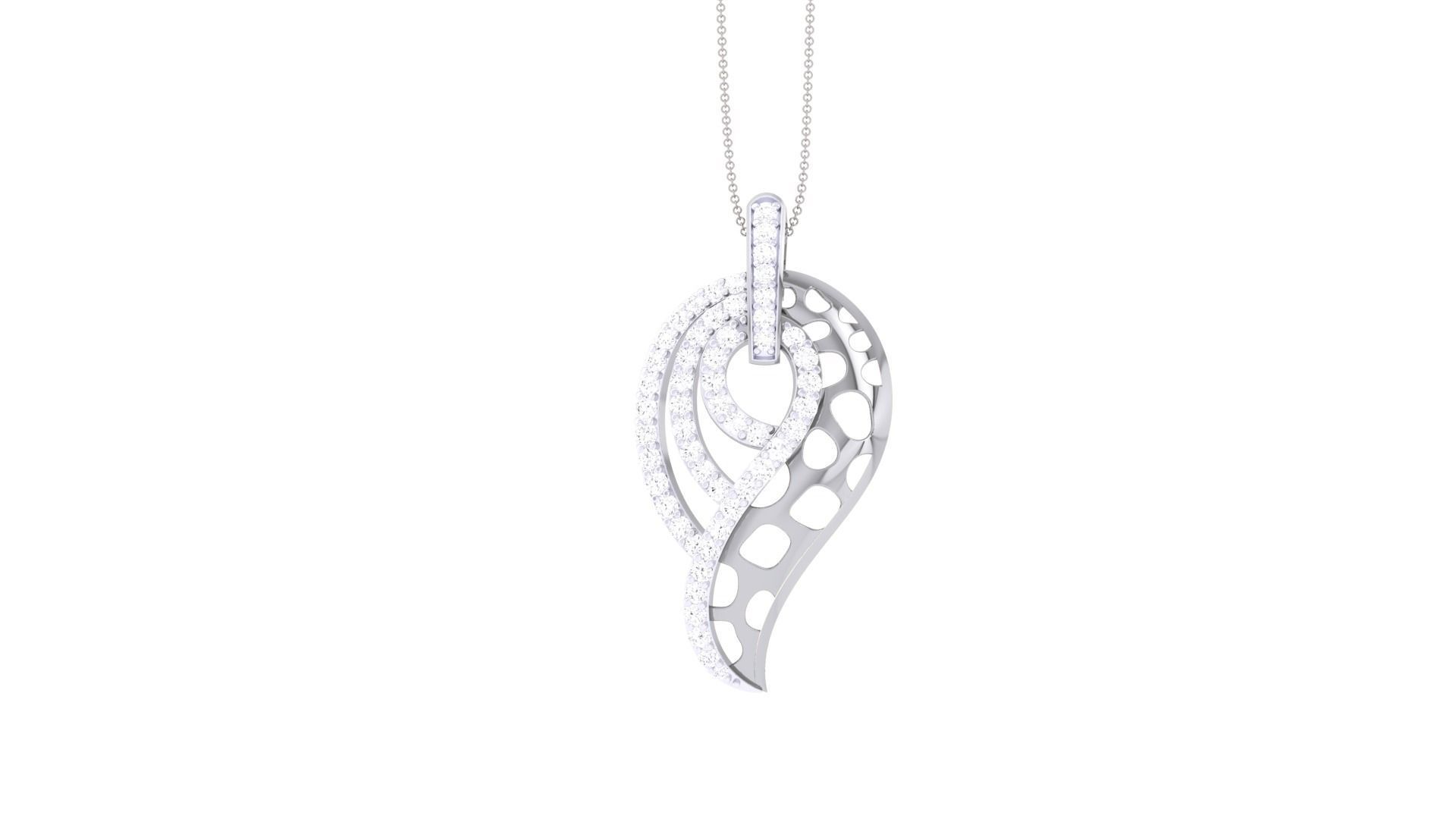 High Jewelry Pendant Necklace 3dm stl 3mf obj glb render details 3D print model_6