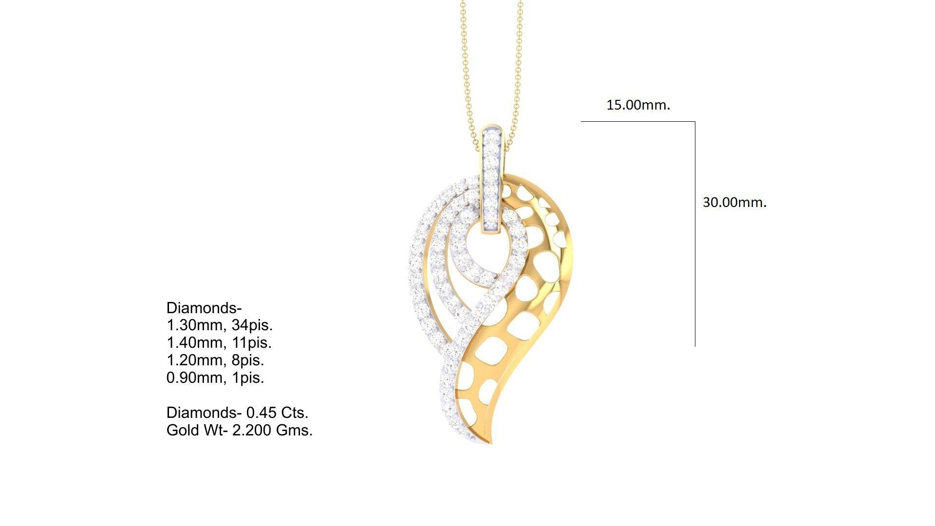 High Jewelry Pendant Necklace 3dm stl 3mf obj glb render details 3D print model_4