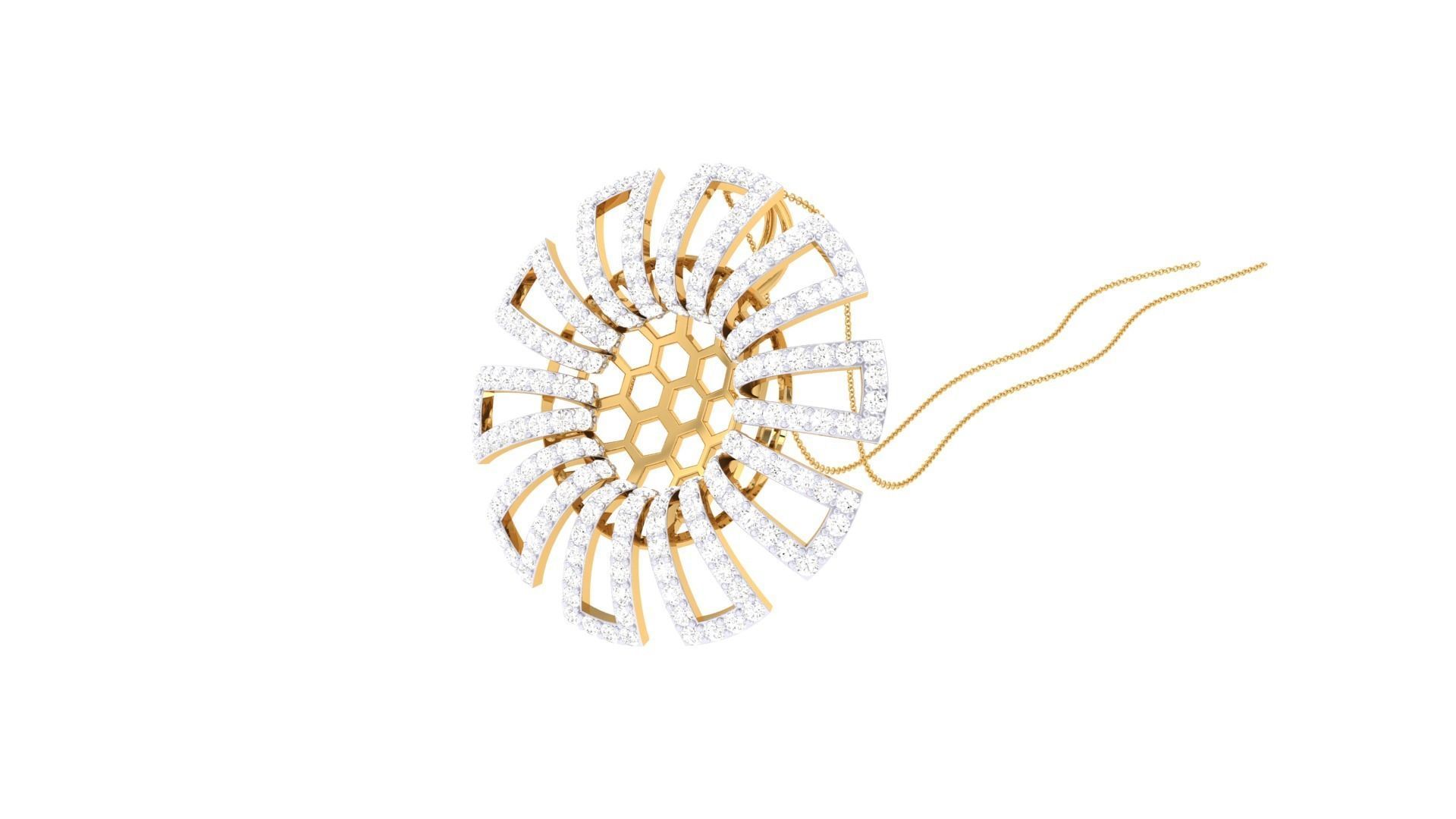 Flower High Jewelry Pendant Necklace 3dm stl 3mf obj glb render 3D print model_3