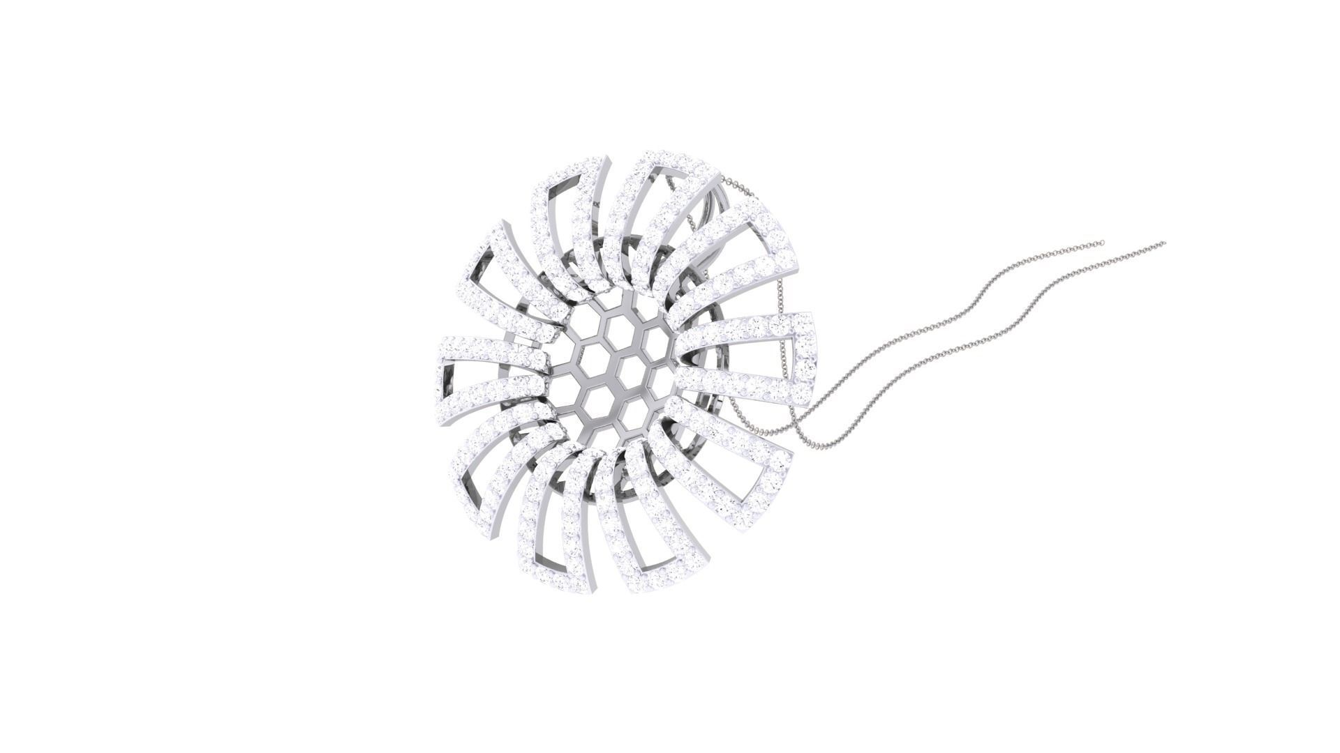 Flower High Jewelry Pendant Necklace 3dm stl 3mf obj glb render 3D print model_2