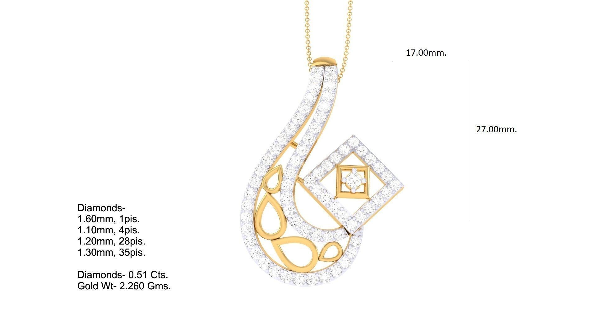 High Jewelry Pendant Necklace 3dm stl 3mf obj glb render details 3D print model_4