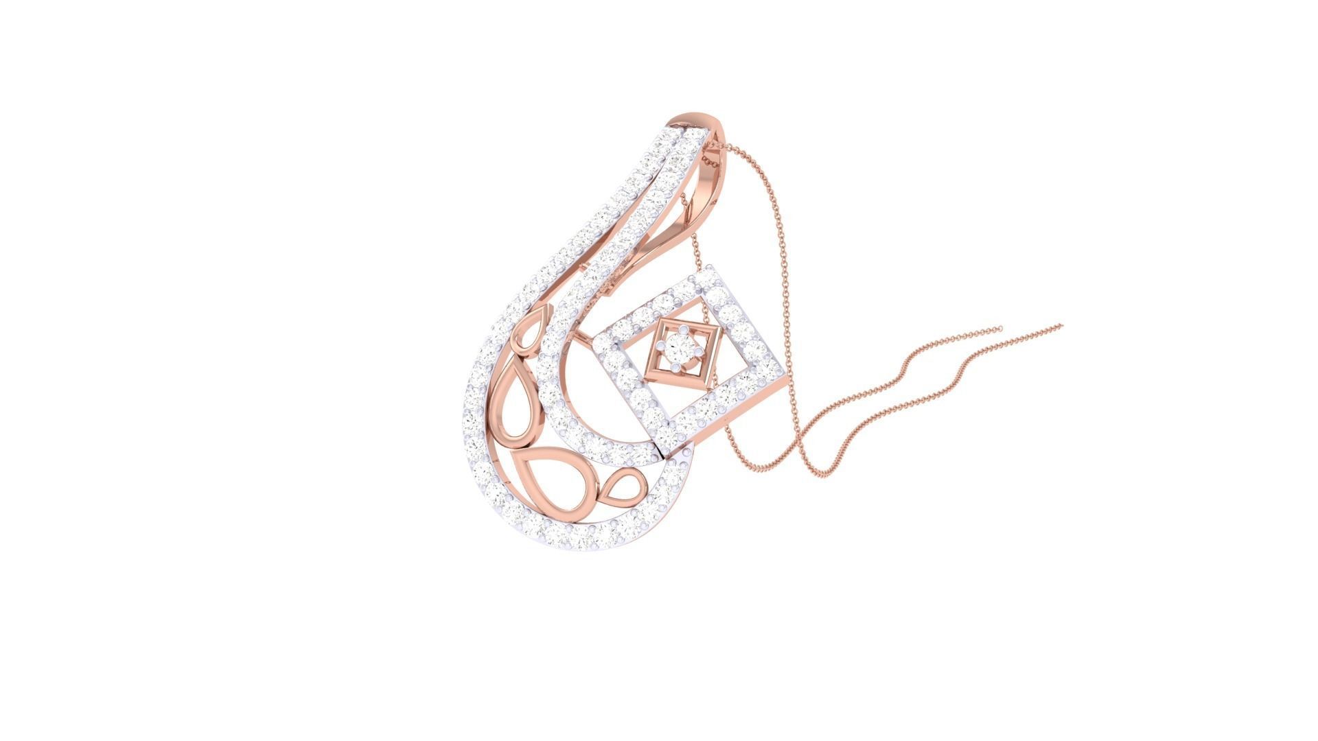 High Jewelry Pendant Necklace 3dm stl 3mf obj glb render details 3D print model_1