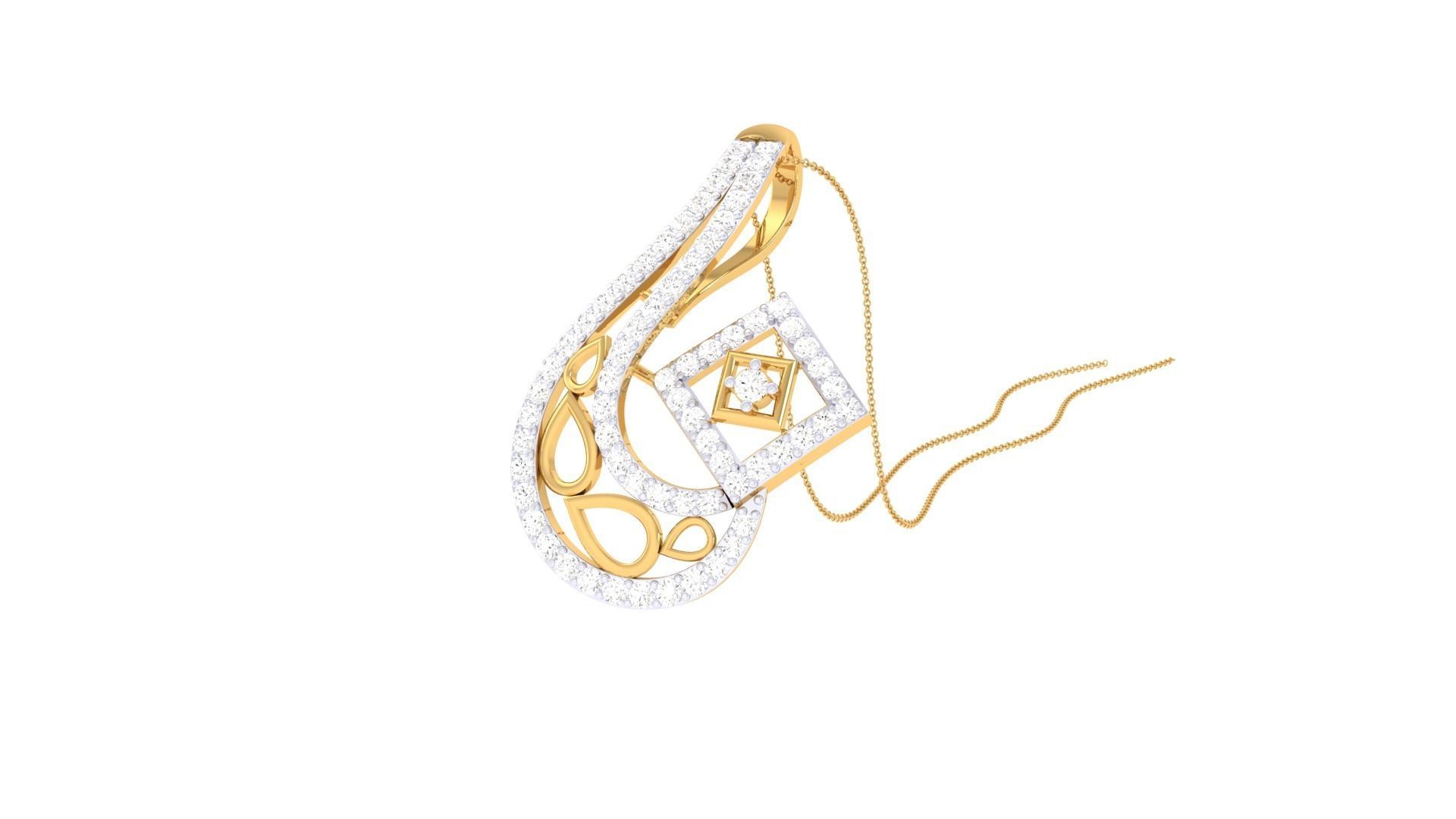 High Jewelry Pendant Necklace 3dm stl 3mf obj glb render details 3D print model_2