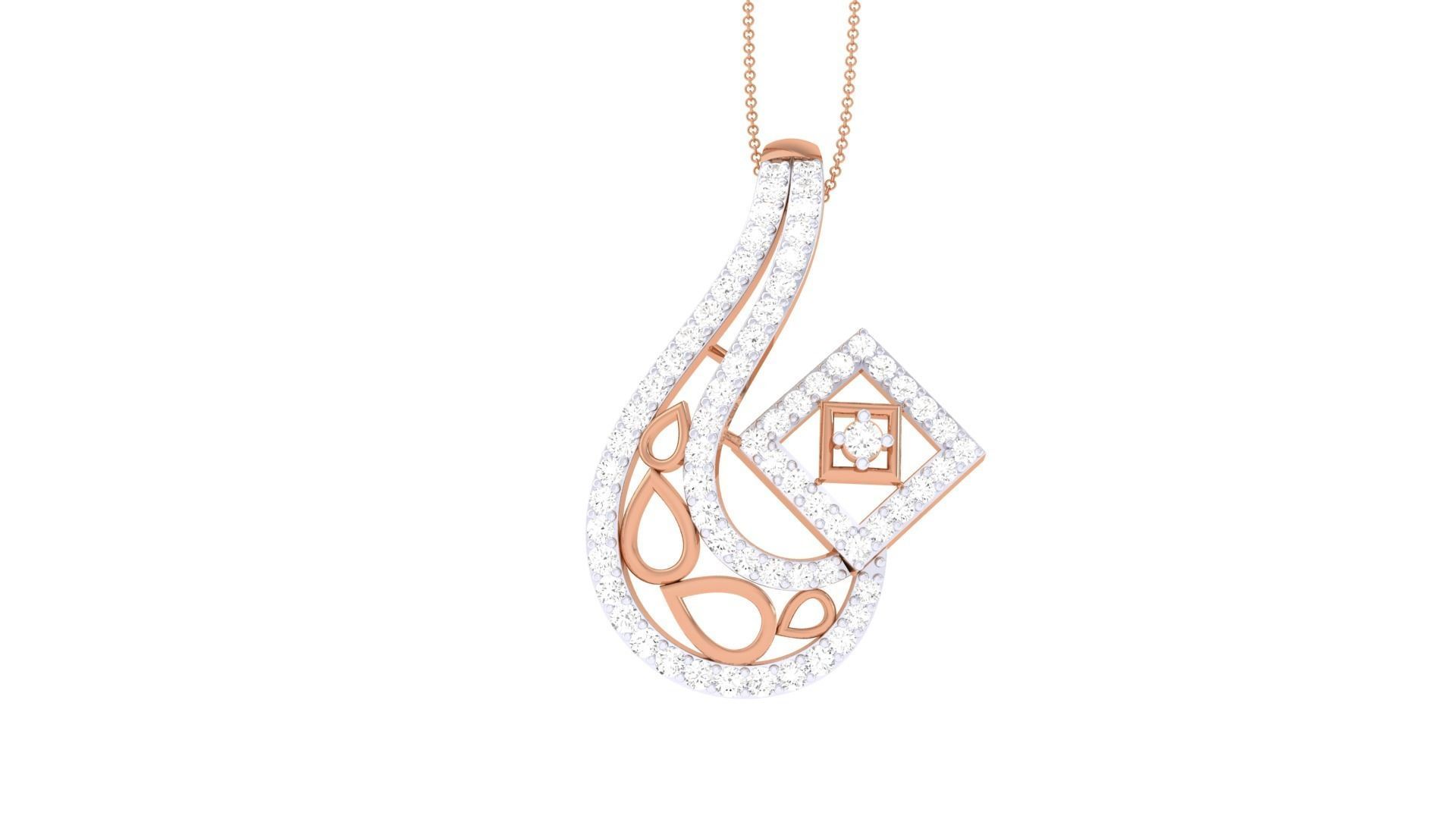 High Jewelry Pendant Necklace 3dm stl 3mf obj glb render details 3D print model_7