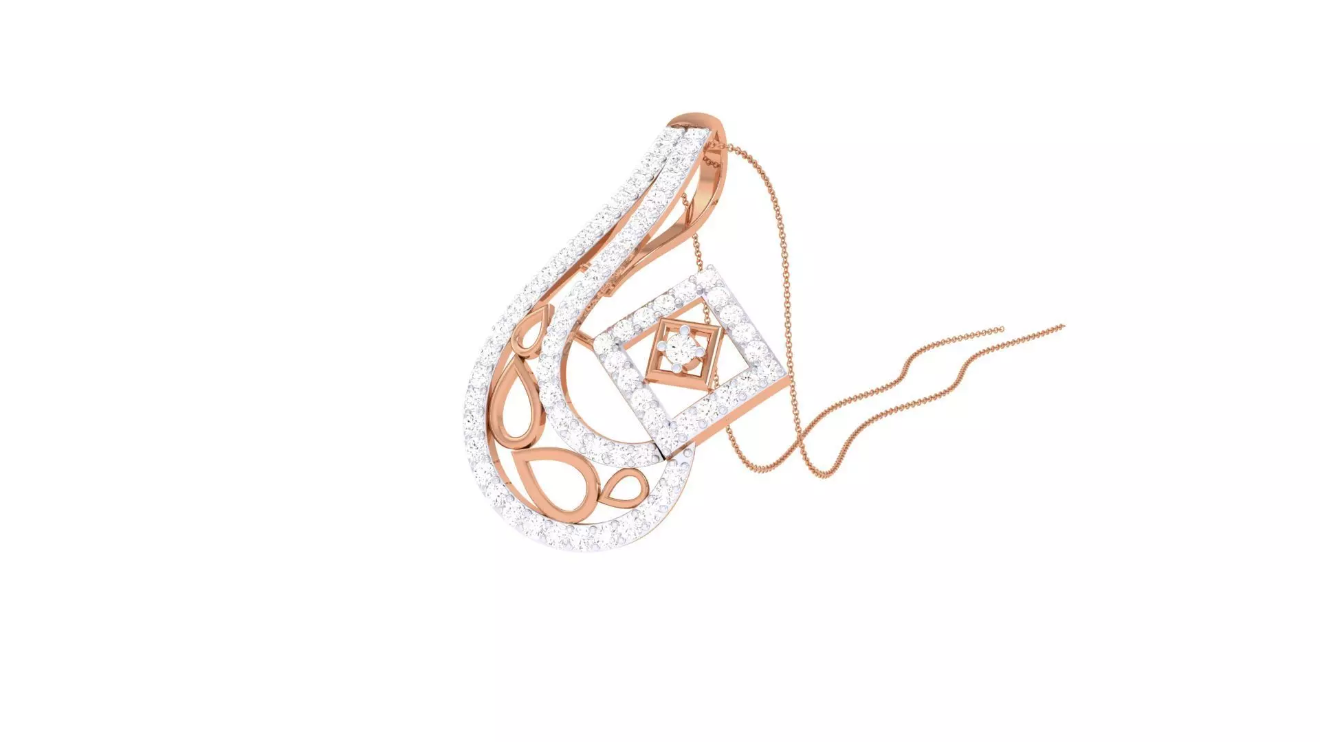 High Jewelry Pendant Necklace 3dm stl 3mf obj glb render details 3D print model_0