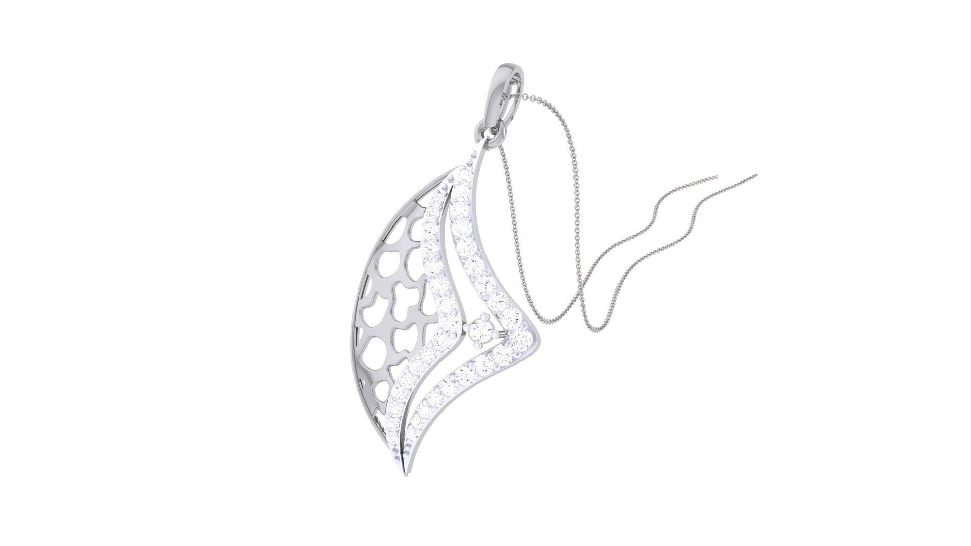 High Jewelry Pendant Necklace 3dm stl 3mf obj glb render details 3D print model_3