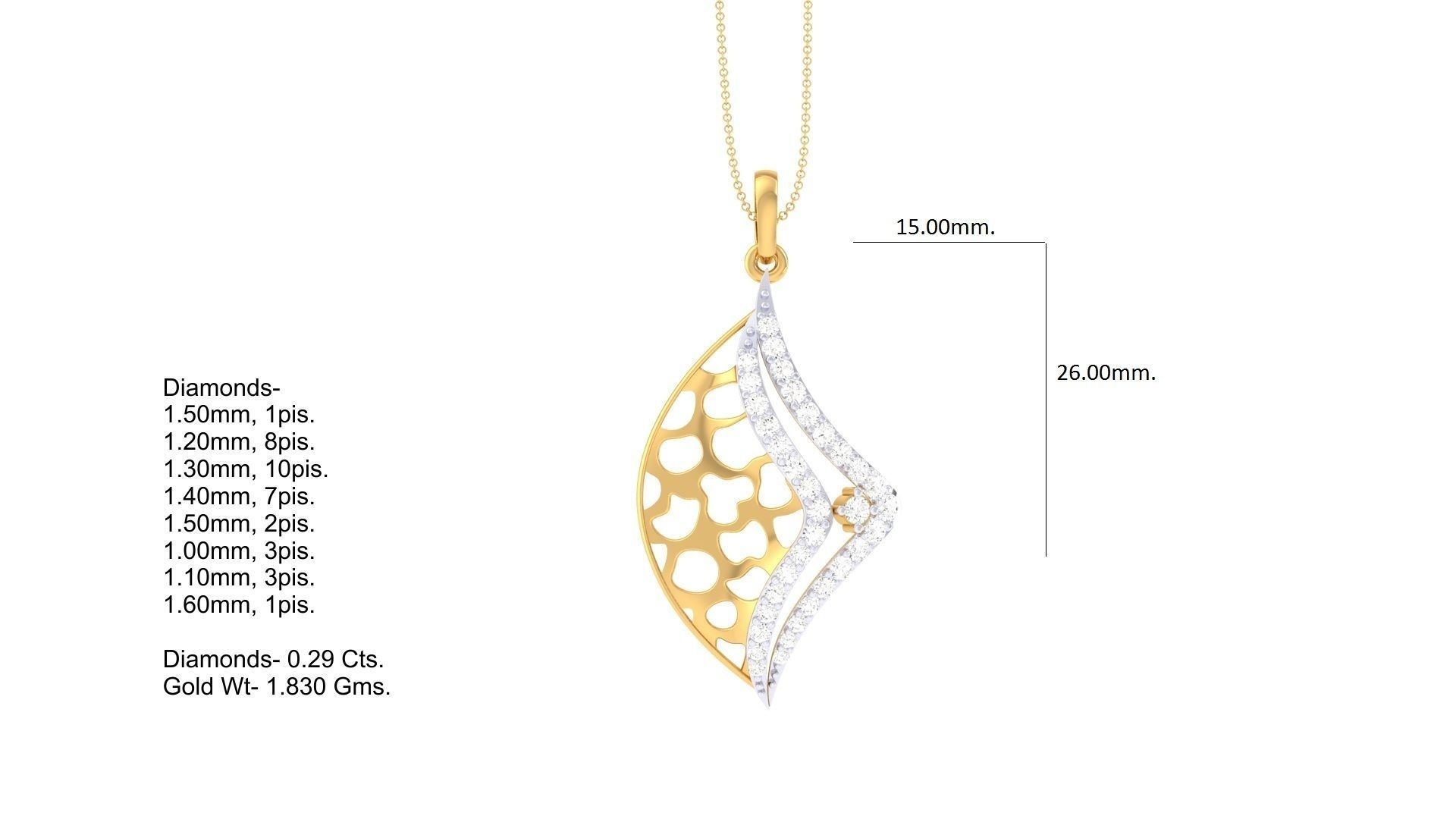 High Jewelry Pendant Necklace 3dm stl 3mf obj glb render details 3D print model_4