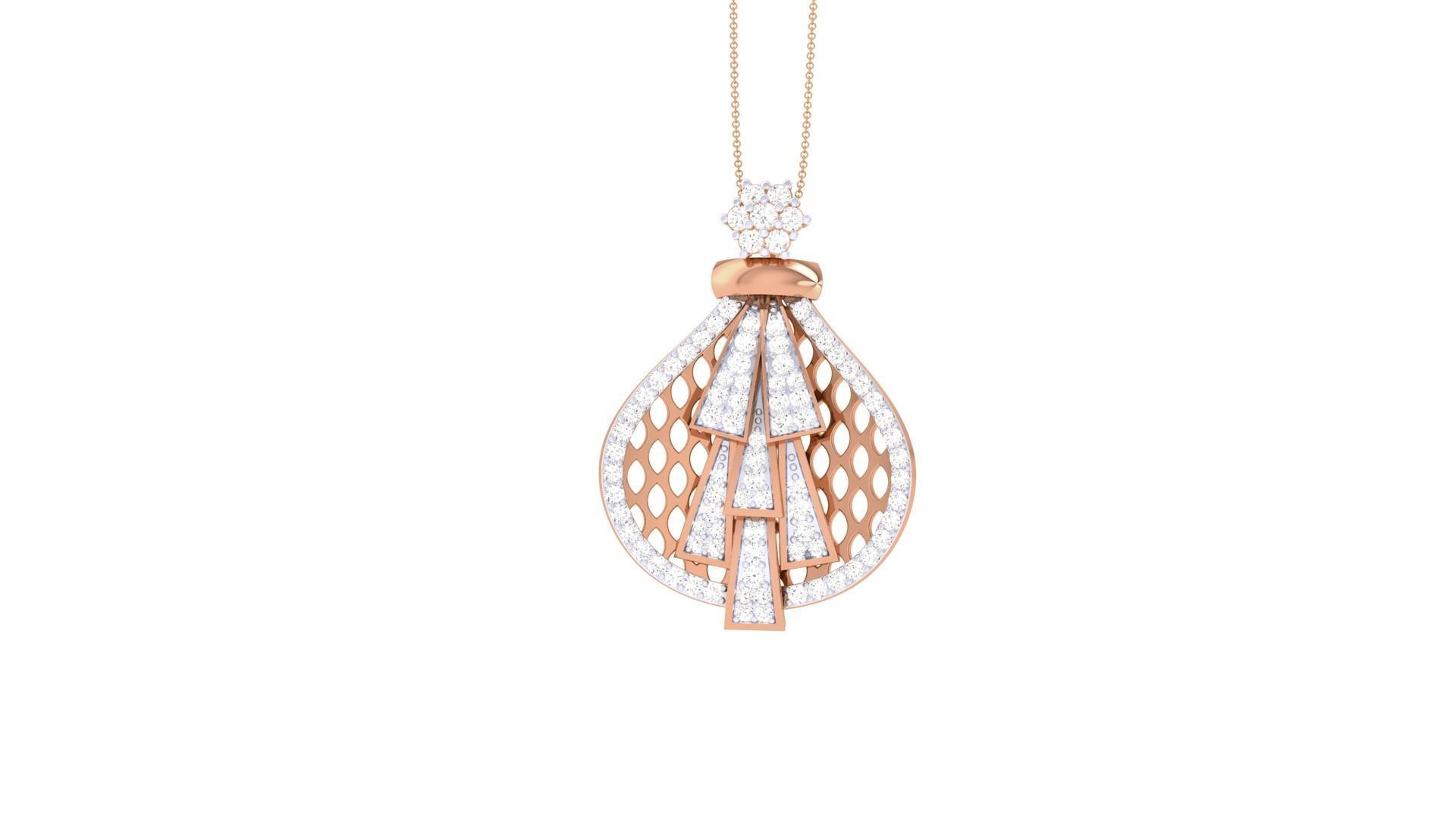 High Jewelry Pendant Necklace 3dm stl 3mf obj glb render details 3D print model_6