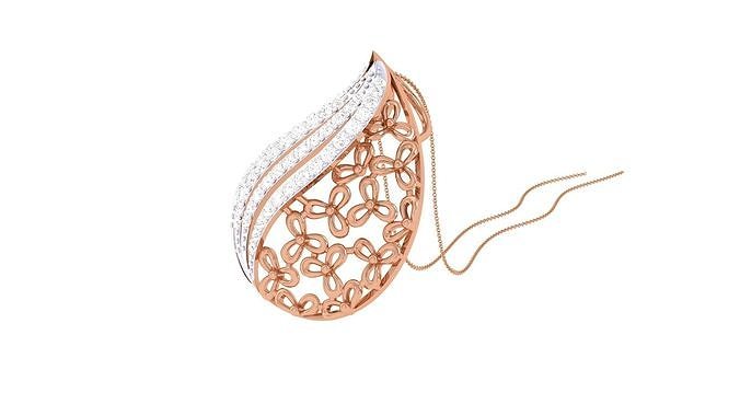 Flower High Jewelry Pendant Necklace 3dm stl 3mf obj glb render 3D print model
