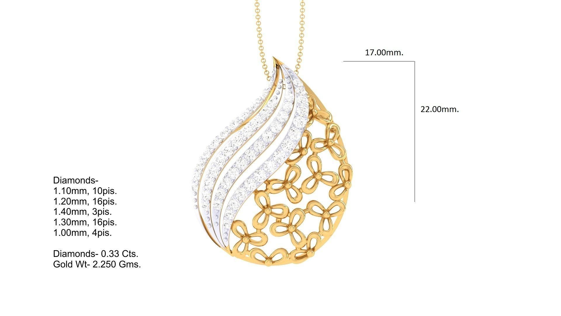 Flower High Jewelry Pendant Necklace 3dm stl 3mf obj glb render 3D print model_7