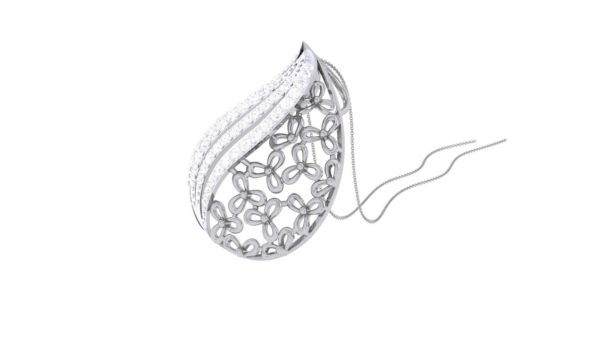 Flower High Jewelry Pendant Necklace 3dm stl 3mf obj glb render 3D print model_4