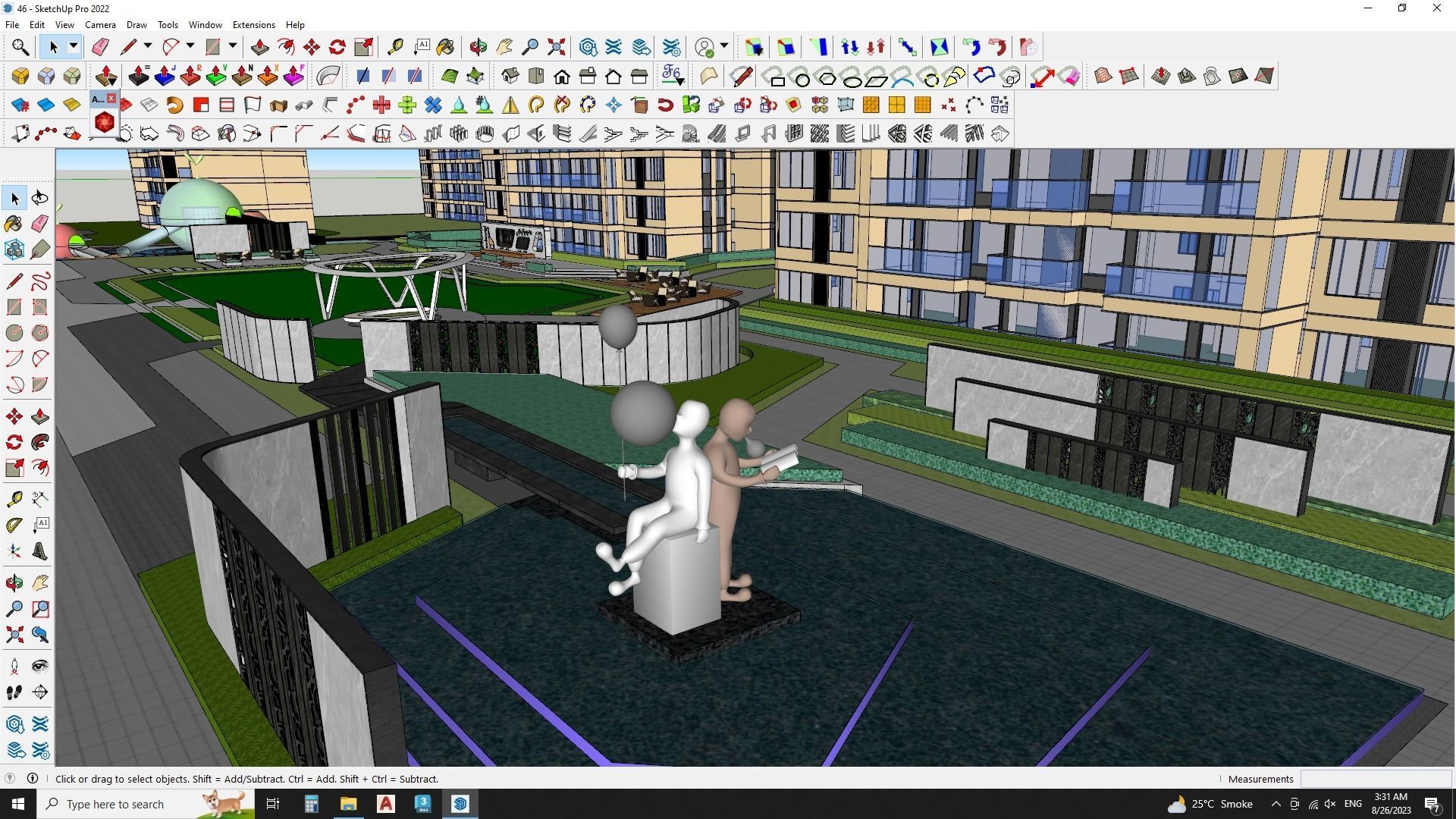Apartment building with recreational spaces 3D model_4