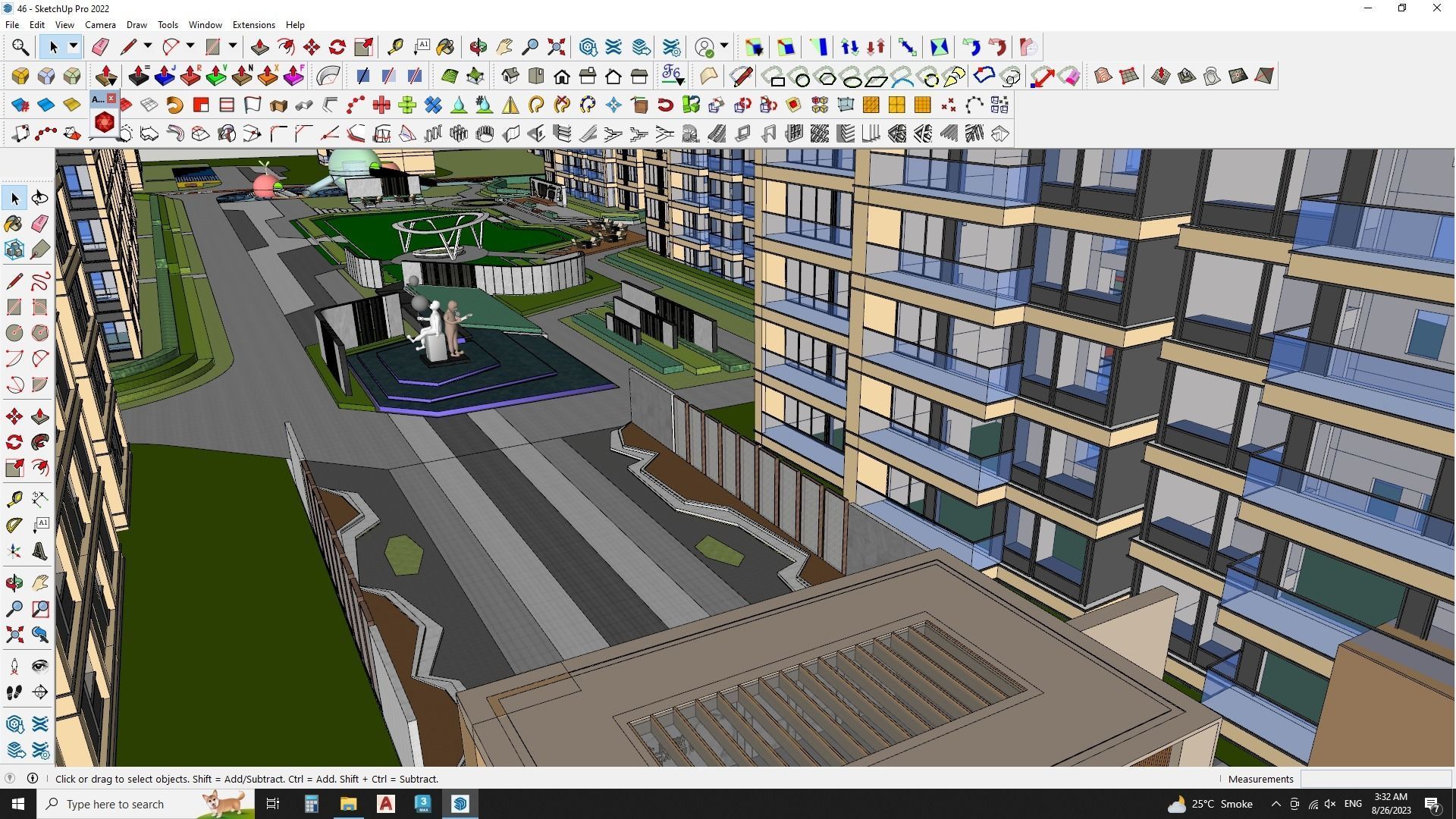 Apartment building with recreational spaces 3D model_1