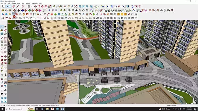 Apartment building with recreational spaces 3D model