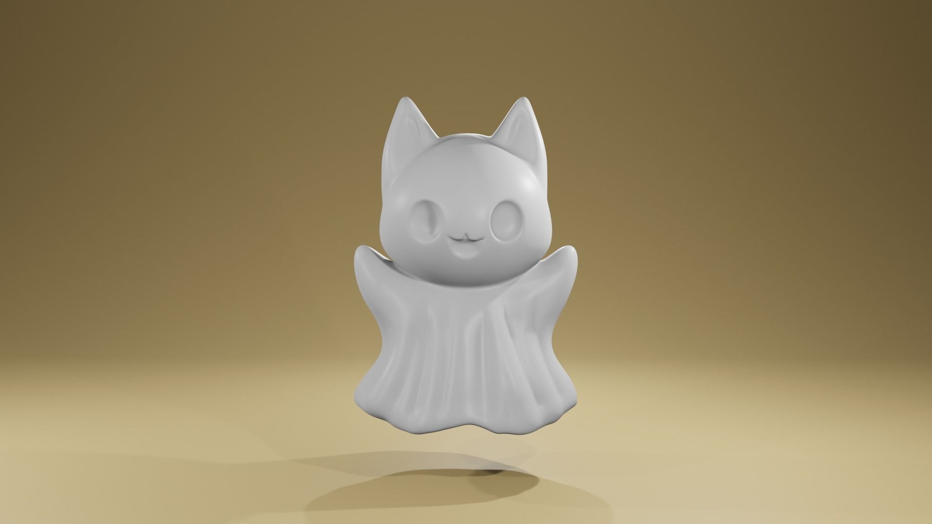 Halloween cute ghost decoration kitty cat 3D print model_2