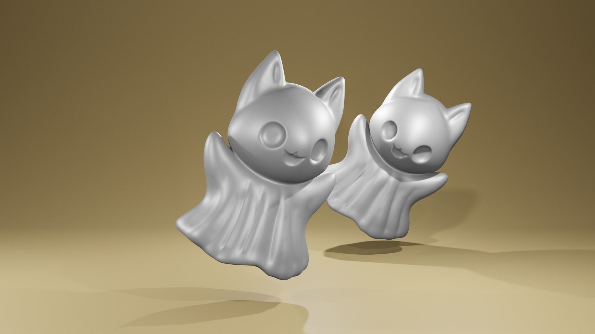Halloween cute ghost decoration kitty cat 3D print model_1