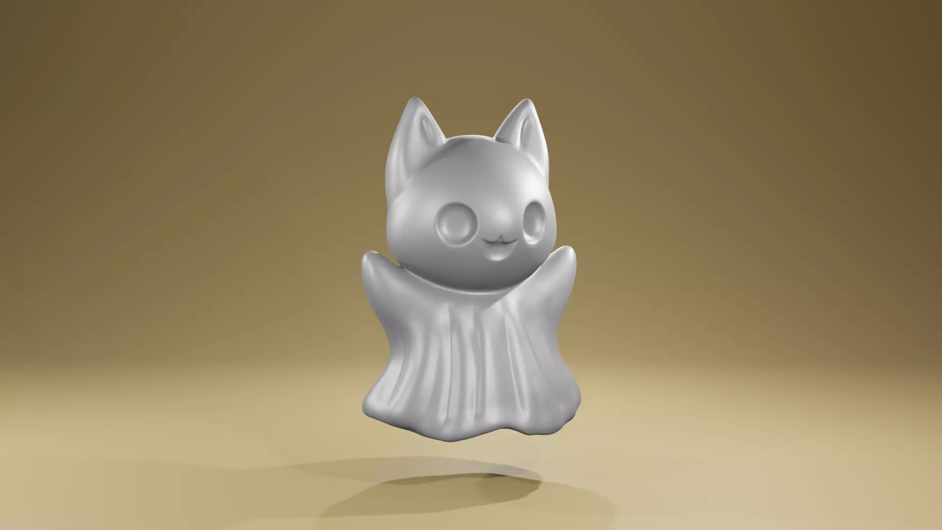 Halloween cute ghost decoration kitty cat 3D print model_0