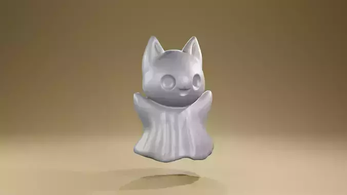 Halloween cute ghost decoration kitty cat 3D print model