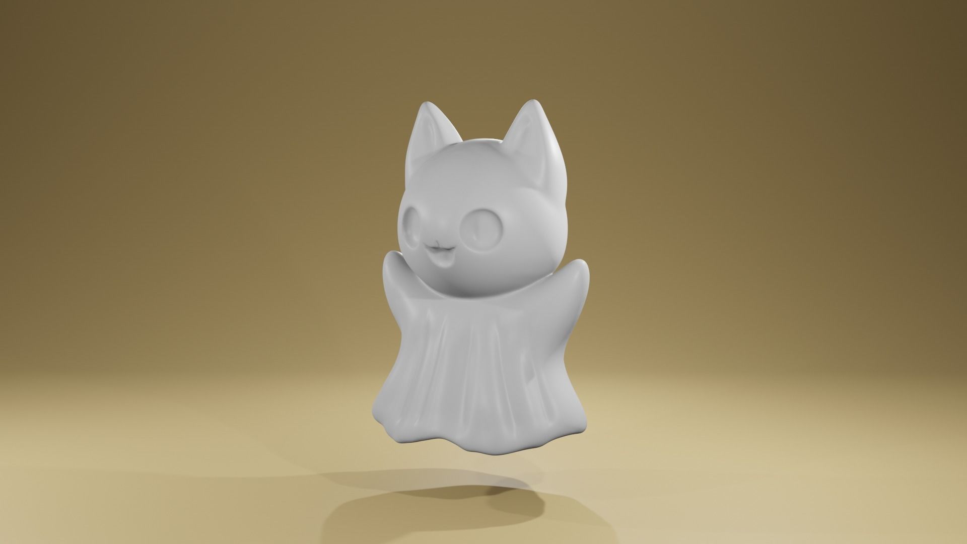 Halloween cute ghost decoration kitty cat 3D print model_3