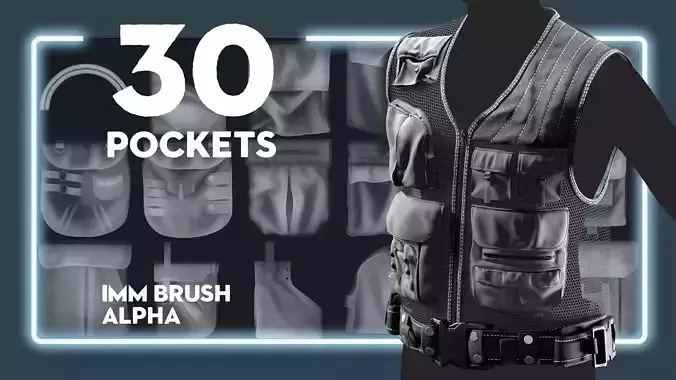 30 Pockets imm brush alpha obj fbx