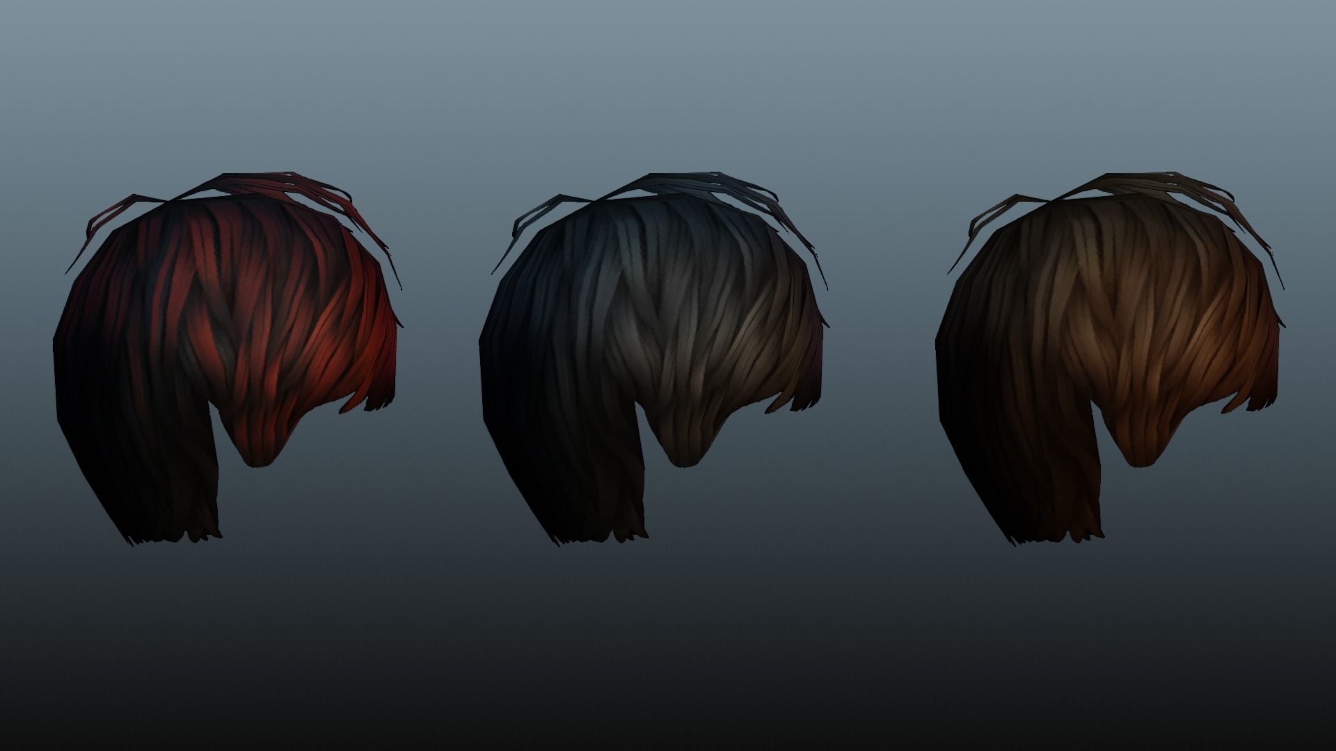 Male hair 3 color Low-poly 3D model_21