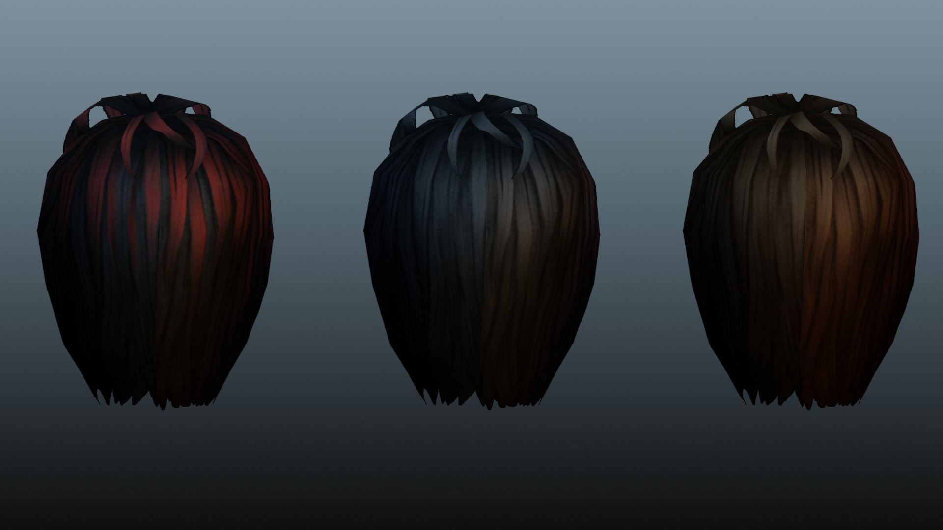 Male hair 3 color Low-poly 3D model_20