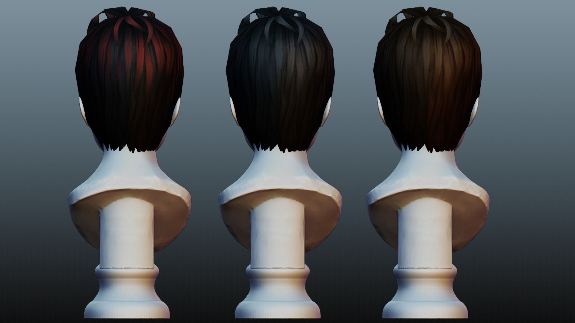 Male hair 3 color Low-poly 3D model_18