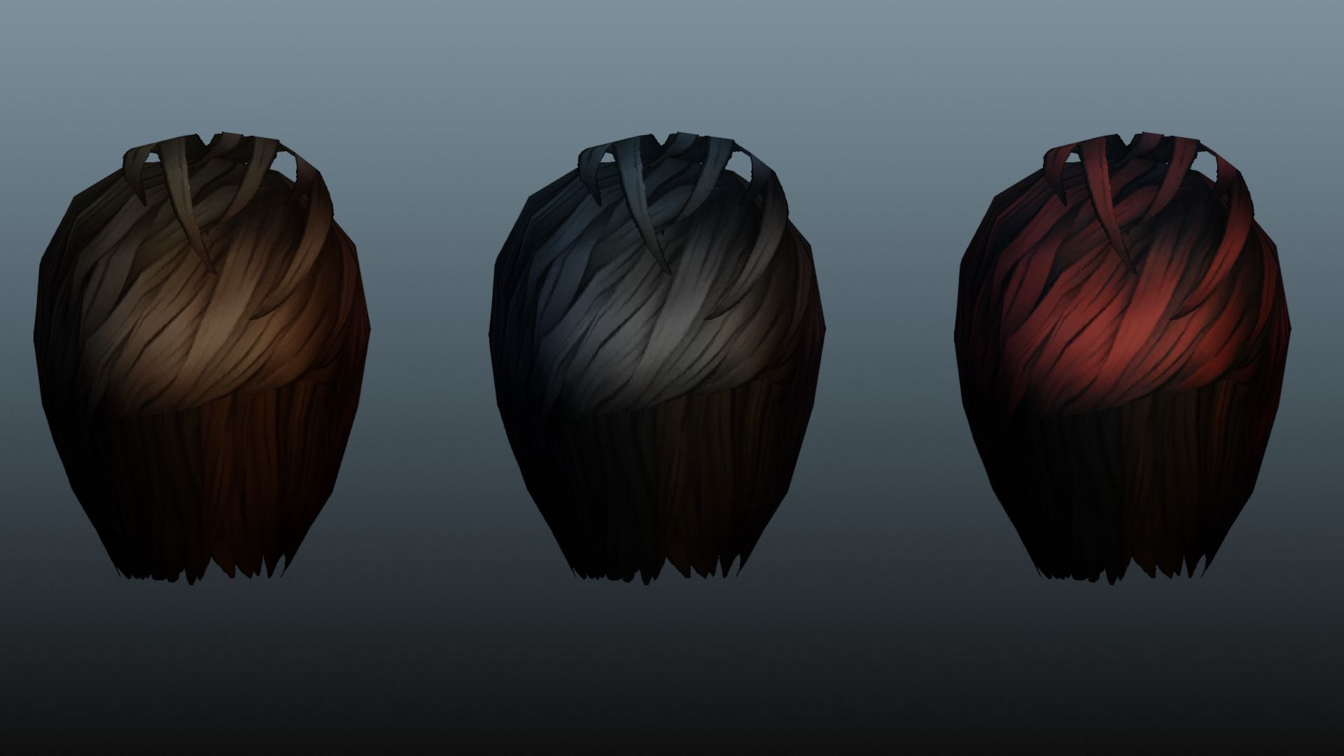 Male hair 3 color Low-poly 3D model_19