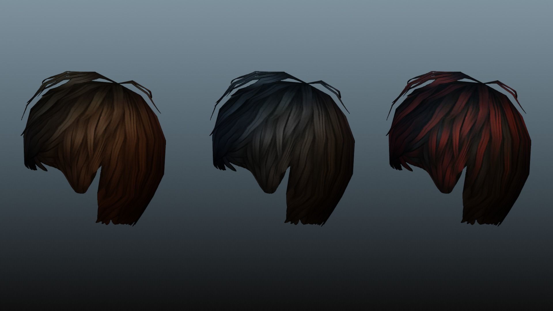 Male hair 3 color Low-poly 3D model_6