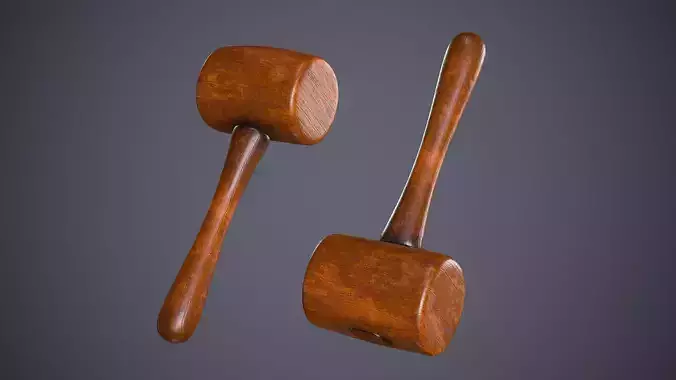 Wooden Mallet Low-poly 3D model