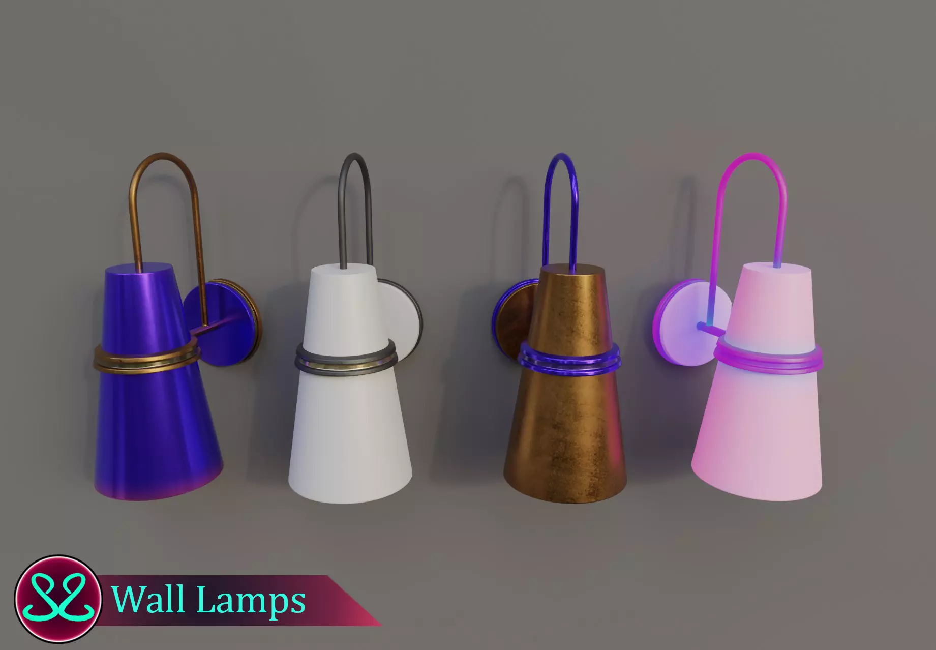 Awesome Wall Lamps Wall Lamp Pack Free low-poly 3D model