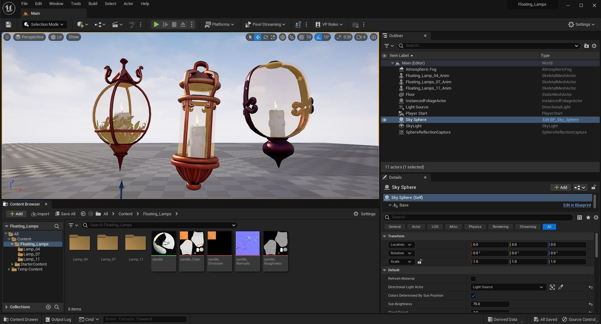 Stylized Fantasy Floating Lamp for Halloween Low-poly 3D model_16